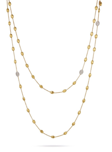 Marco Bicego Yellow Gold & Diamond Pavè Small Bead Long Necklace | Alson Jewelers