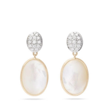 Marco Bicego 18K Yellow & White Gold Siviglia Drop Earrings, Featuring Mother of Pearl, Accented with Round Diamonds =.20ctw | Alson Jewelers