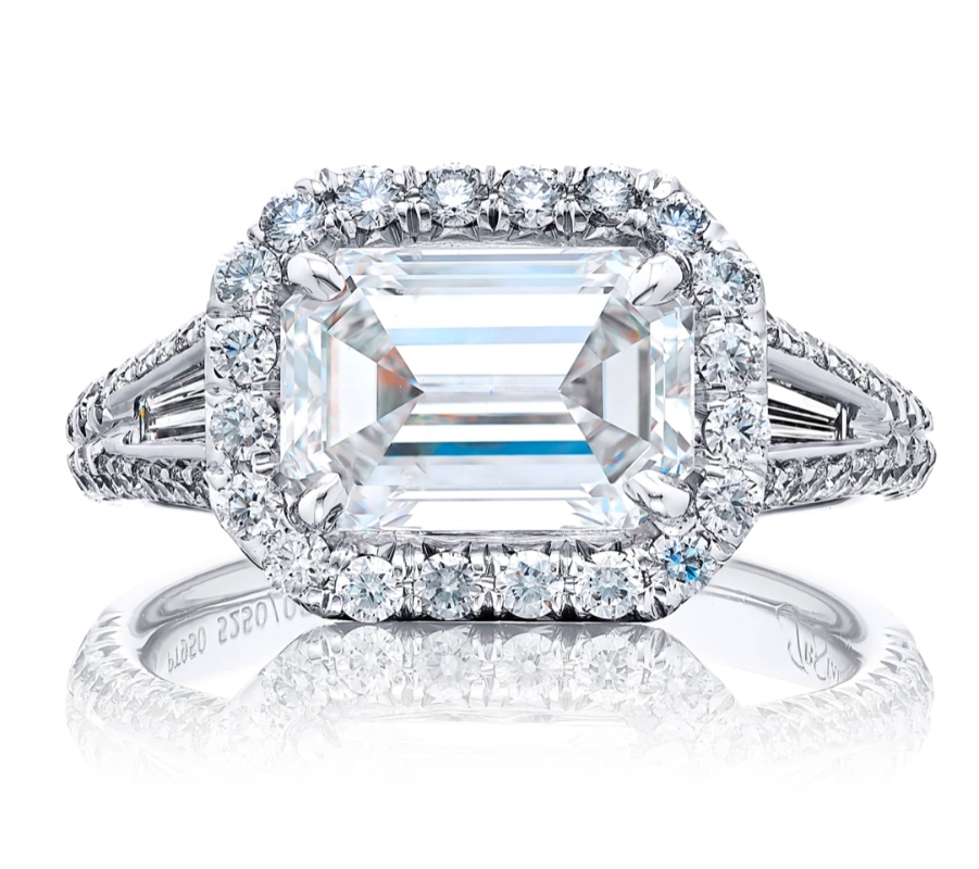 JB Star Platinum Diamond Halo Engagement Ring