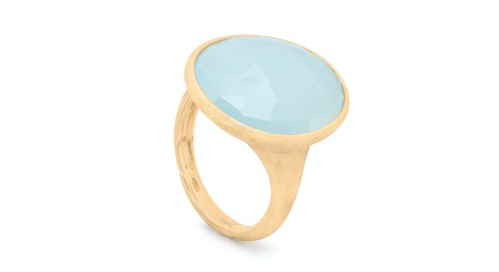 a yellow gold fashion ring featuring an aquamarine center stone