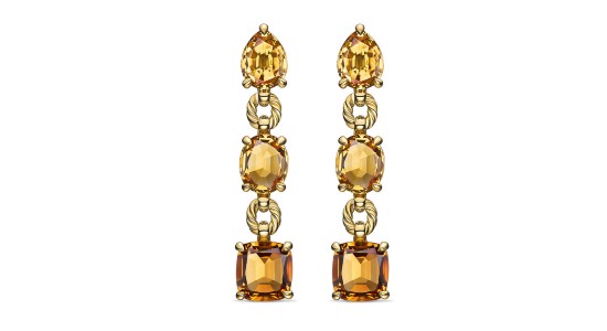 a yellow gold pair of citrine drop earrings by David Yurman