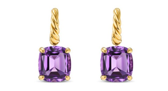 a pair of yellow gold amethysts earrings by David Yurman