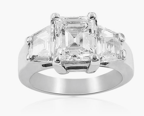Alson Signature Collection Platinum Diamond Engagement Ring, Featuring a 2.05 Carat Emerald Cut Diamond, SI2 Clarity, I Color, GIA Certified, Accented with 2 Shield Diamonds =1.00ct Total Weight | Alson Jewelers
