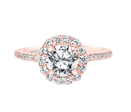 ArtCarved Classic Diamond Prong Set Halo Engagement Ring with Diamond Shank | Alson Jewelers