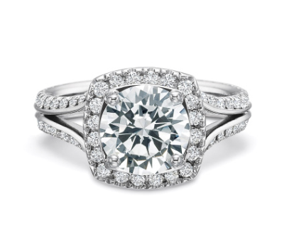 New Aire Round Halo with Diamond Split Shank Engagement Ring | Alson Jewelers