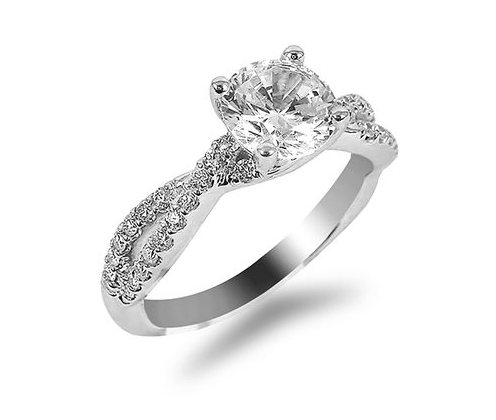 ArtCarved Intertwined Band Engagement Ring set in 14K White Gold | Alson Jewelers
