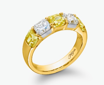 JB Star 18K Yellow Gold & Platinum Diamond Band