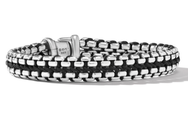 a sterling silver and black nylon bracelet by David Yurman