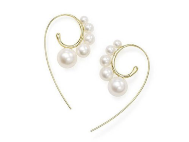 Ippolita 18K Yellow Gold Nova Cultured Freshwater Pearl Curved Wire Earrings | Alson Jewelers