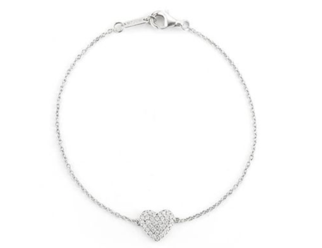 Alson Signature Collection 14K White Gold Heart Chain Bracelet, Featuring 34 Round Diamonds =.19ctw  | Alson Jewelers
