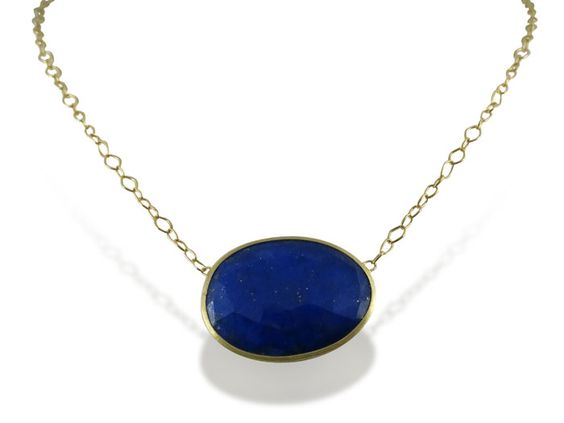 Marco Bicego Lunaria Necklace, Fashioned in 18K Yellow Gold, Featuring Lapis | Alson Jewelers