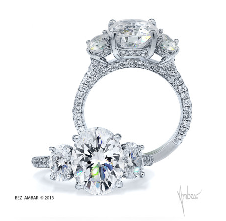 Bez Ambar Three Stone Engagement Ring Featuring Three Oval Diamonds | Alson Jewelers