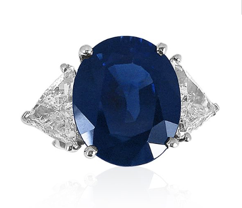 Alson Signature Collection 10.89 Oval Sapphire Accented with Two Trilliant Diamonds | Alson Jewelers