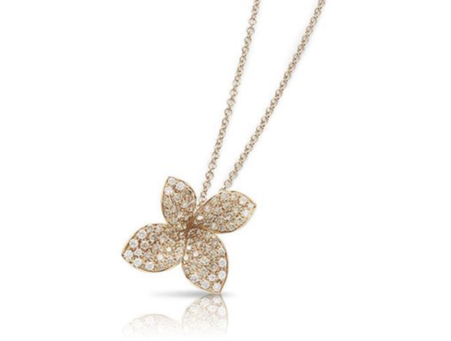 Pasquale Bruni 18K Rose Gold Petit Garden Pendant Necklace, Featuring 18 Round White Diamonds =.16ctw and 65 Round Champange Diamonds =.56ctw | Alson Jewelers