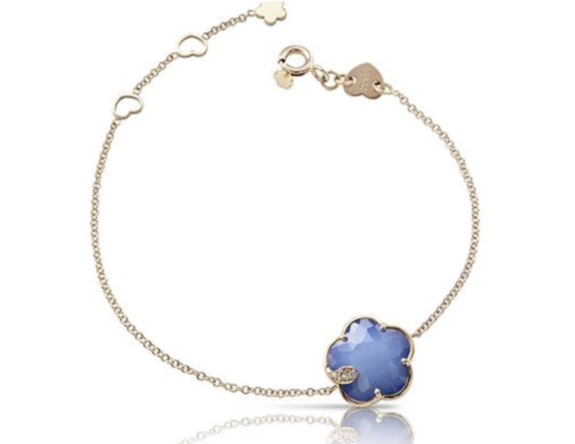 Pasquale Bruni 18K Rose Gold Petit Joli Bracelet, Featuring a 3.76ctw Flower Shape White Agate over Lapis Doublet, Accented with a .01ct Round White Diamond and 2 Round Champagne Diamonds =.03ctw | Alson Jewelers