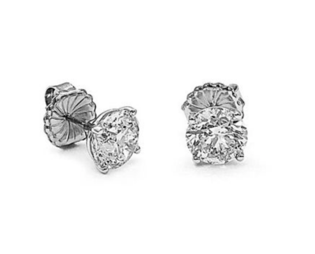 Alson Signature Collection 14K White Gold Four-Prong Martini Stud Earrings, Featuring 2 Round Diamonds =6.02ctw, I Color, I1 Clarity | Alson Jewelers