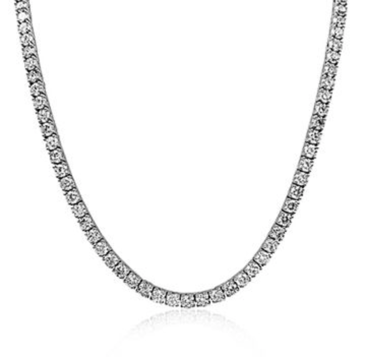 Alson Signature Collection 14K White Gold Four-Prong Necklace, Featuring 126 Round Diamonds =16.81ctw, G Color, SI2 Clarity  | Alson Jewelers