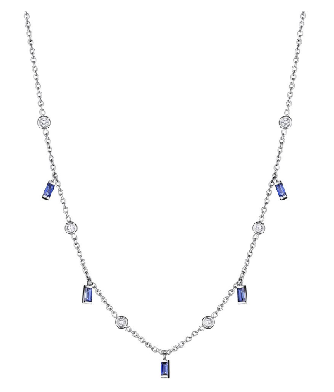 Penny Preville Blue Sapphire Baguette & Diamond Eyeglass Moderne Layering Chain Necklace | Alson Jewelers