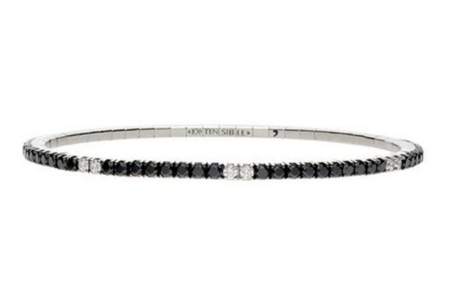 Alson Signature Collection 18K White Gold Stretch Tennis Bracelet, Featuring 72 Round Black and 16 White Diamonds =2.55ctw, F-G Color, VS2-SI1 Clarity | Alson Jewelers