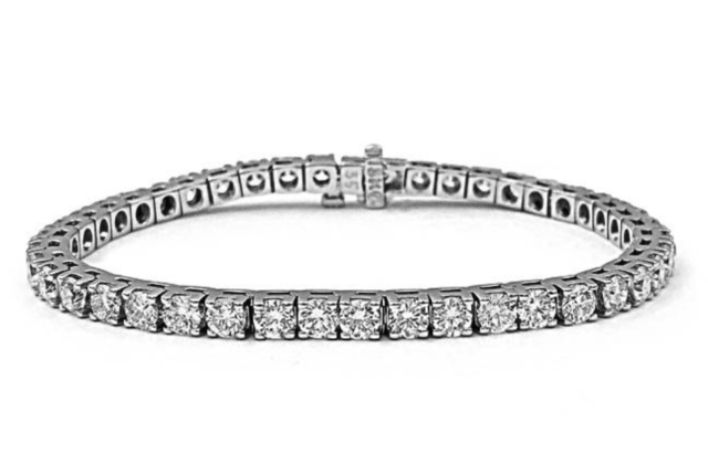 Alson Signature Collection Platinum Four-Prong Bracelet, Featuring 44 Round Diamonds =8.38ctw, I Color, SI2 Clarity | Alson Jewelers