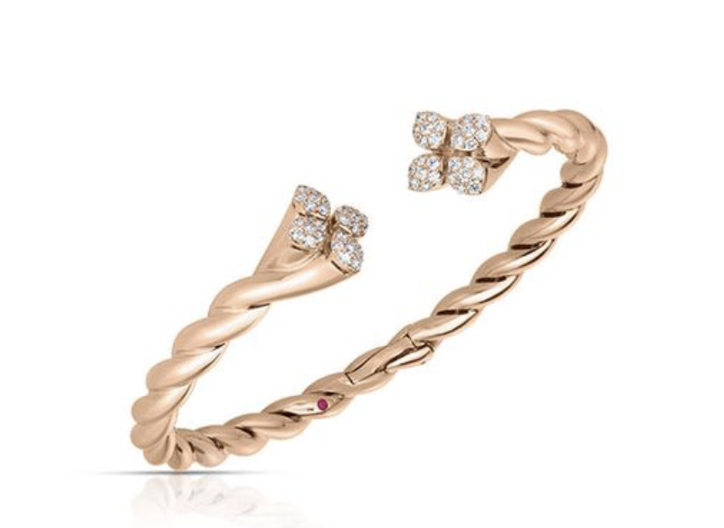 Roberto Coin 18K Rose Gold Love in Verona Bangle Bracelet, Featuring 56 Round Diamonds =.63ctw, G-H Color, SI Clarity 