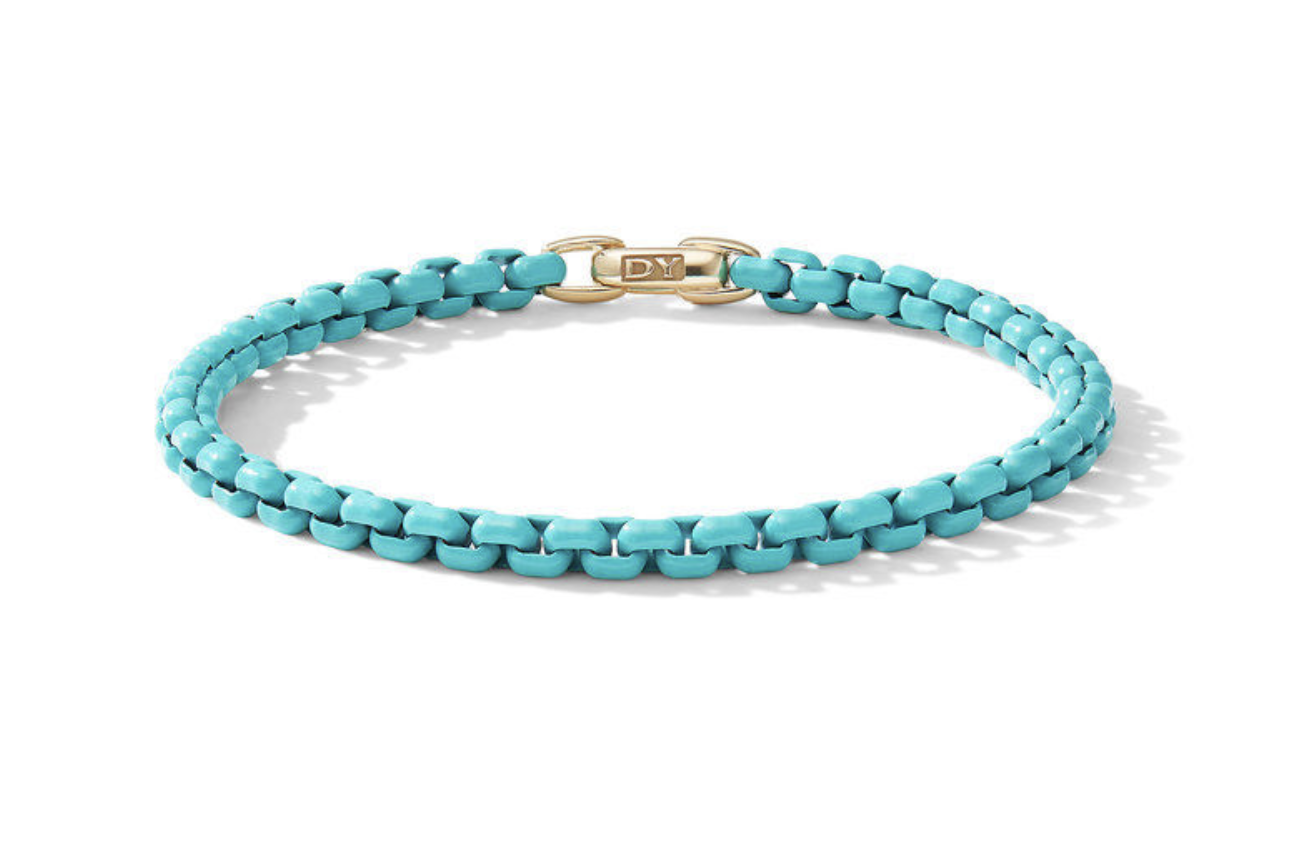 DY Bel Aire Chain Bracelet in Turquoise with 14K Yellow Gold Accent