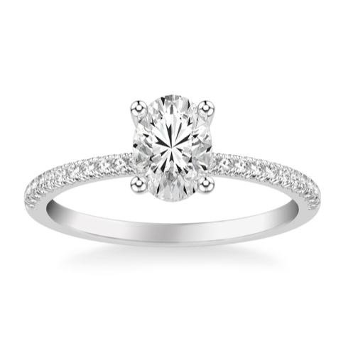 ArtCarved 14K White Gold Single Row Diamond Engagement Ring