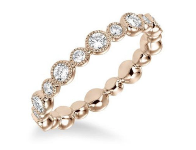 ArtCarved Stackable Band, Fashioned in 14K Rose Gold, Featuring Twenty Round Diamonds =.90cts Total Weight | Alson Jewelers