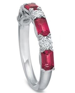 Precision Set platinum ring with rubies and diamonds