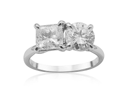 Alson Signature Collection 19K White Gold Two-Stone Diamond Engagement Ring