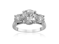 Alson Signature Collection 14K White Gold Three-Stone Diamond Engagement Ring