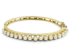 Alson Estate Collection 14K Yellow Gold Pearl Bangle Bracelet