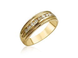 Alson Special Value 14K Yellow Gold Channel Set with Milgrain Diamond Band