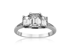 Alson Special Value 14K White Gold Three-Stone Diamond Engagement Ring