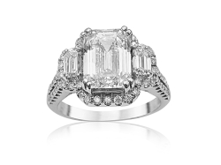 Alson Signature Collection 14K White Gold Three-Stone Diamond Engagement Ring