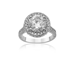 Precision Set Platinum Diamond Round Halo Engagement Ring
