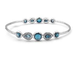 Alson Special Value Ippolita Silver London Blue Topaz Diamond Bangle Bracelet