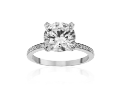 Alson Special Value Bez Ambar 18K White Gold Paloma Diamond Engagement Ring, Center Stone Sold Separately