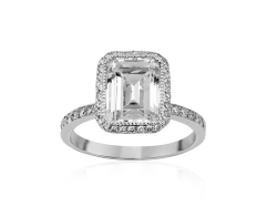 Alson Special Value Bez Ambar 18K White Gold Diamond Halo Engagement Ring, Center Stone Sold Separately