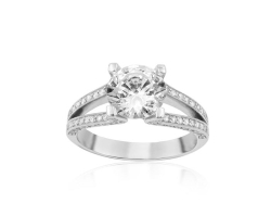 Alson Special Value Bez Ambar 18K White Gold Diamond Engagement Ring, Center Stone Sold Separately