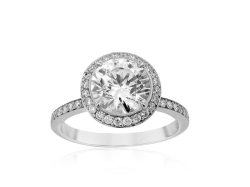 Alson Special Value Bez Ambar 18K White Gold Diamond Halo Engagement Ring, Center Stone Sold Separately