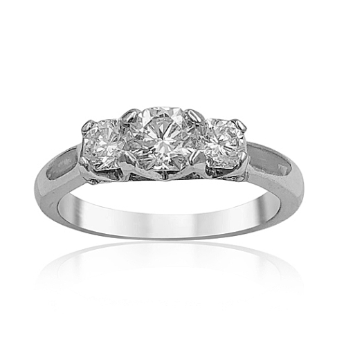 Elara Platinum Three-Stone Diamond Engagement Ring