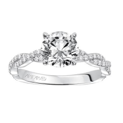 ArtCarved 14K White Gold Diamond Twist Engagement Ring, Center Stone Sold Separately