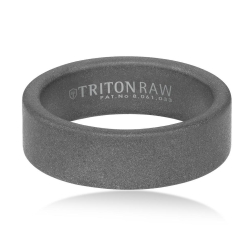 Triton Raw Men's Tungsten Sandblasted Finish 7MM Flat Band