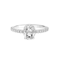 ArtCarved 14K White Gold Diamond Oval Halo Engagement Ring, Center Stone Sold Separately