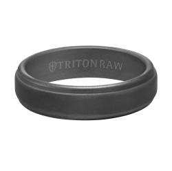 Triton Raw Men's Black Tungsten 8MM Step Edge Band