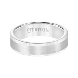 Triton Men's White Tungsten 6MM Satin Finish & High Polish Band