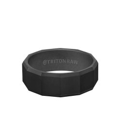 Triton Men's Black Tungsten 8MM Faceted Band