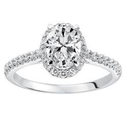 ArtCarved 14K White Gold Oval Halo Diamond Engagement Ring, Center Stone Sold Separately