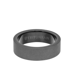 Triton Raw Men's Tungsten Sandblasted Finish 7MM Flat Band